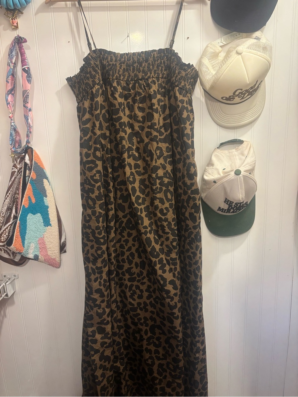 Things Between Leopard Print Smocked Strap Maxi Dress - Brown - Picture 2 of 5